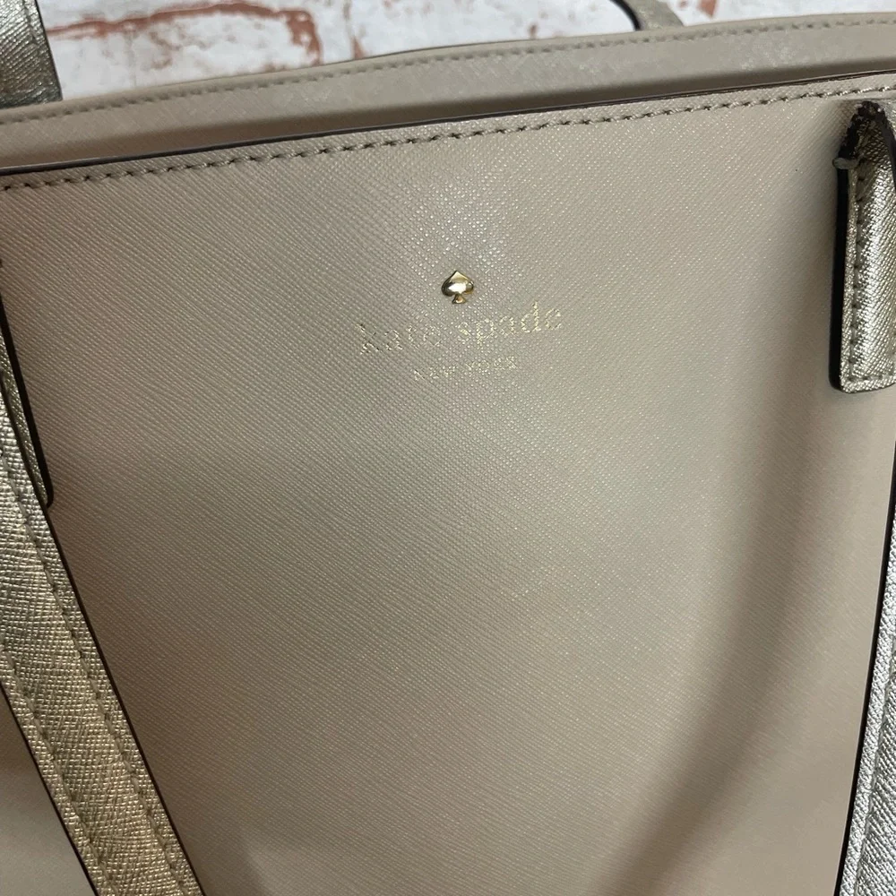 Kate Spade Taupe Tote with Metallic Straps